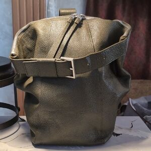 ALLSAINTS Anouck Leather Sling Bag Olive Green